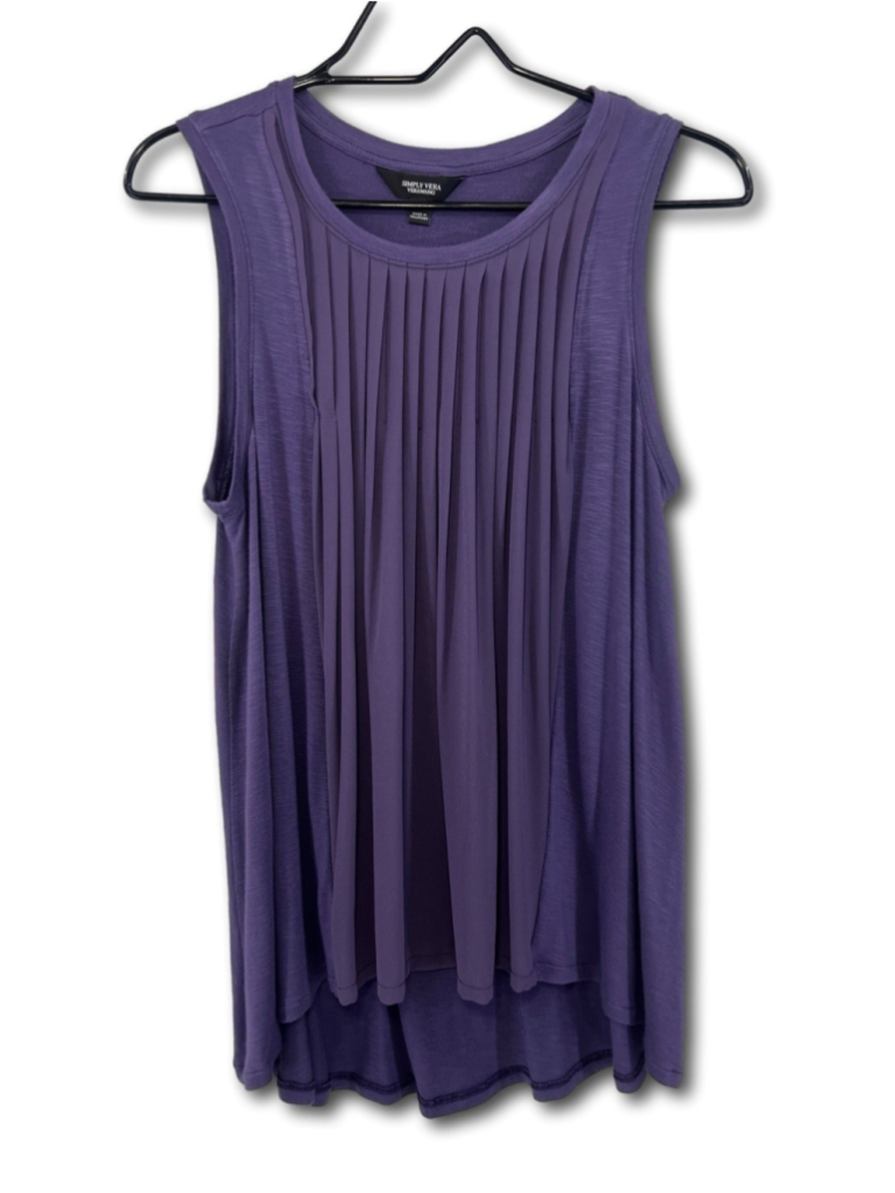 Simply Vera Wang Women's Pleated Tank Top Purple Size PL Sleeveless Shirt